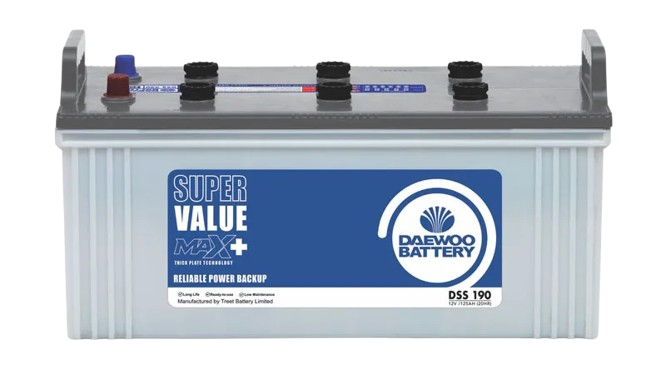 Daewoo DSS-190 UPS battery, 125Ah thick-plate design for shops and small offices