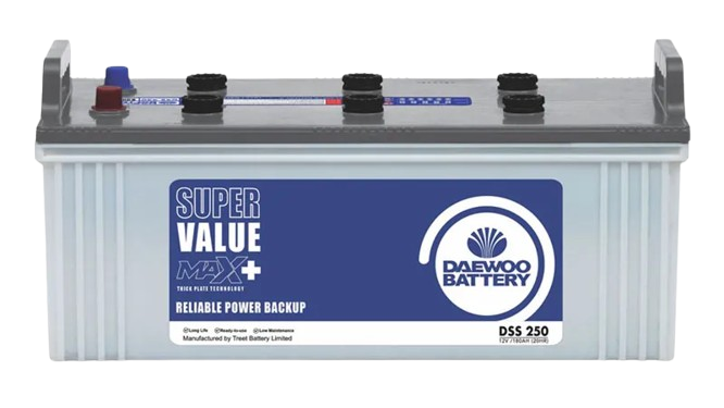 Daewoo DSS-250 solar battery, 180Ah MaxPlus technology for sustained power backup