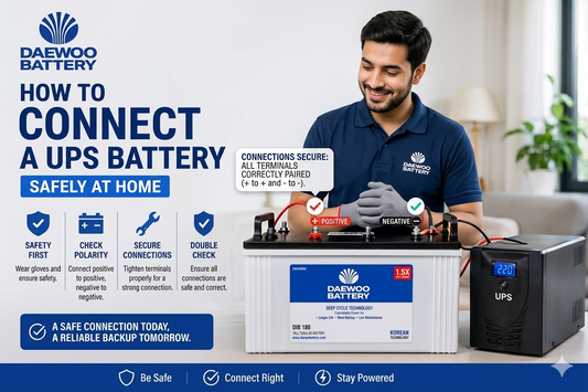 Person showing how to connect UPS battery